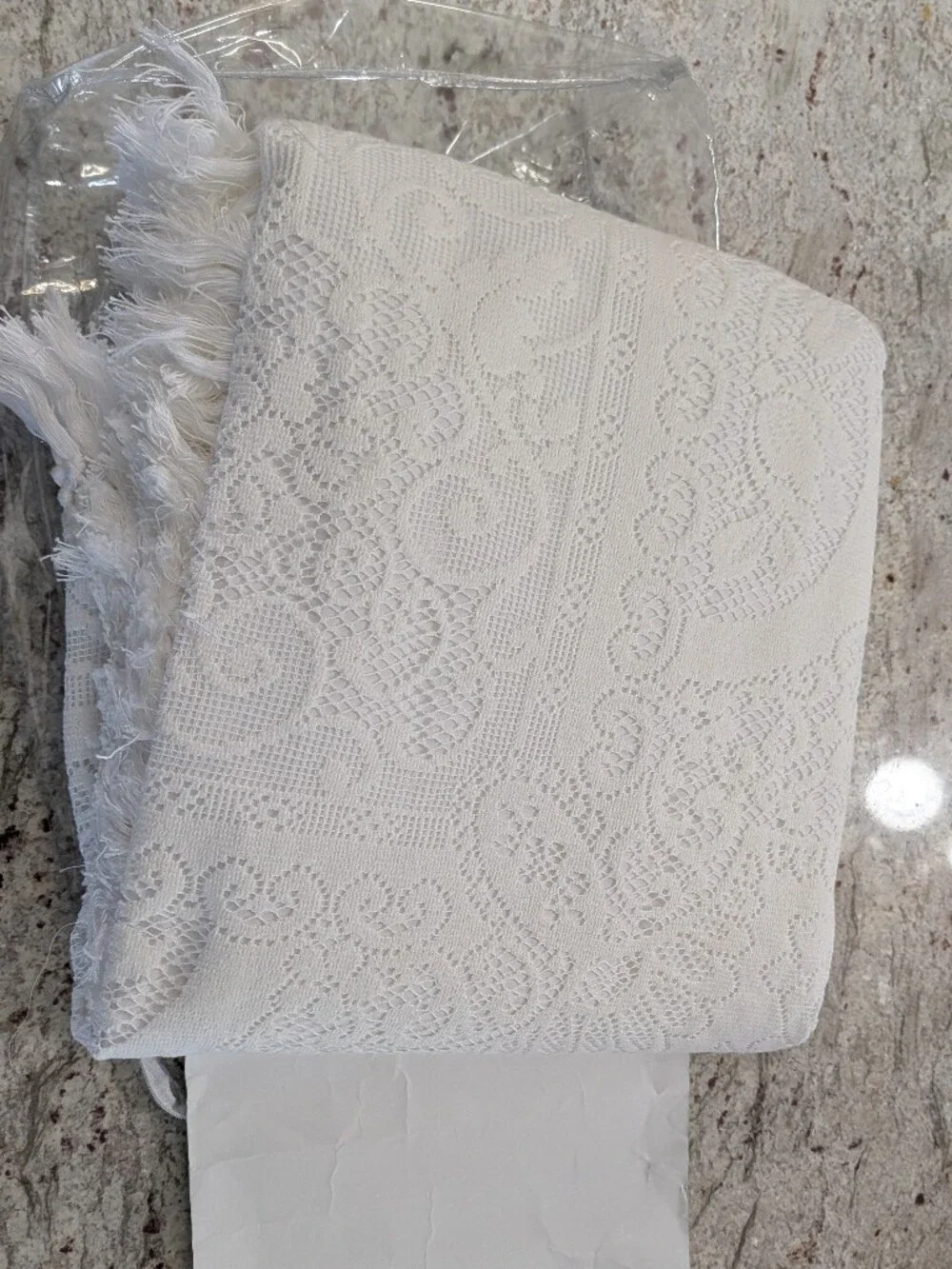 Oxford House Somerset Rose Lace Bedspread Coverlet White Lined Fringe Twin NWOT